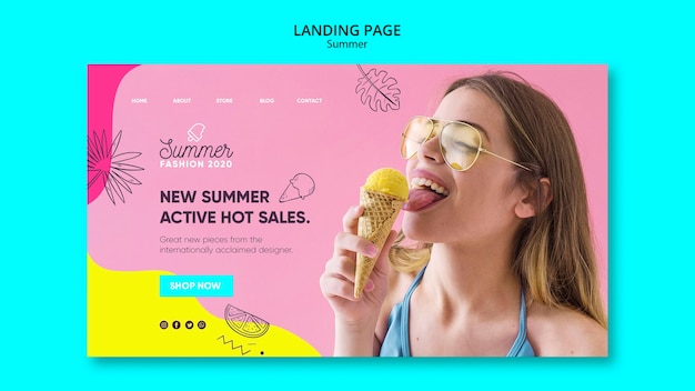 Kostenlose PSD landingpage-vorlage mit sommerverkaufsdesign