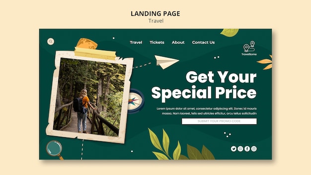 Landingpage-vorlage zum sonderpreis für reisen Kostenlosen PSD
