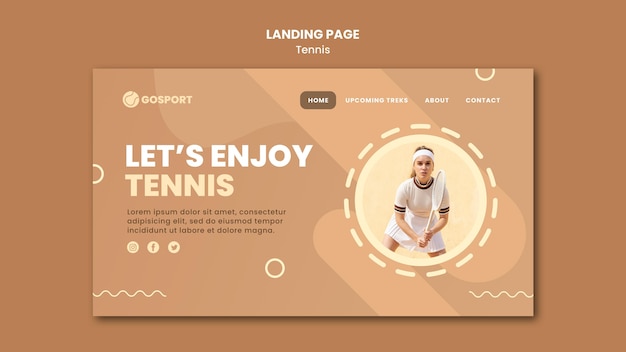 Landingpage-vorlage zum tennisspielen