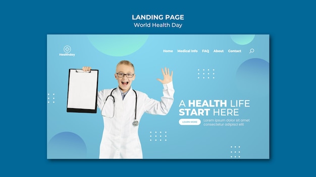 Kostenlose PSD landingpage-vorlage zum weltgesundheitstag