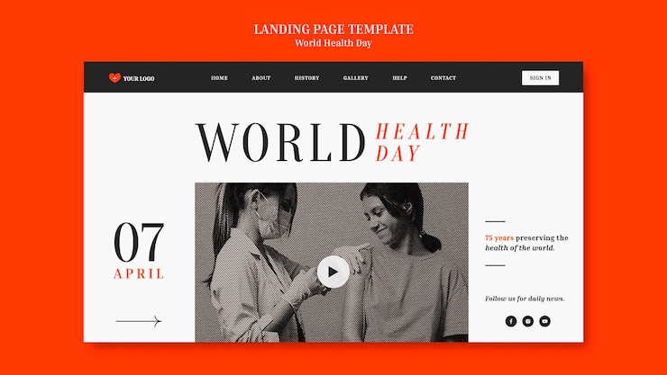Kostenlose PSD landingpage-vorlage zum weltgesundheitstag