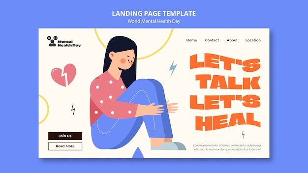 Kostenlose PSD landingpage-vorlage zum welttag der psychischen gesundheit