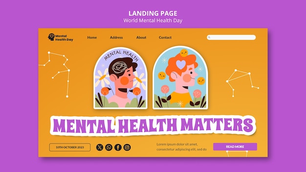 Kostenlose PSD landingpage-vorlage zum welttag der psychischen gesundheit