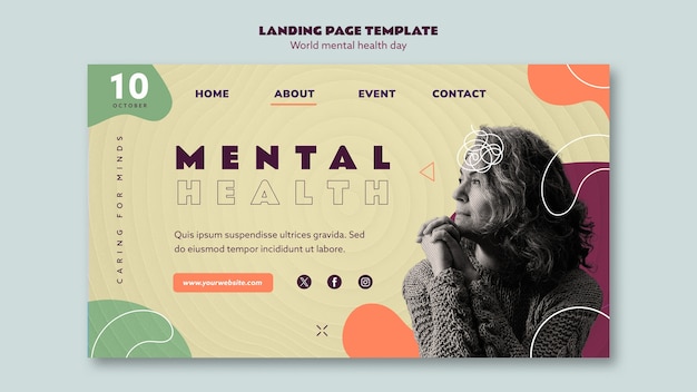 Kostenlose PSD landingpage-vorlage zum welttag der psychischen gesundheit