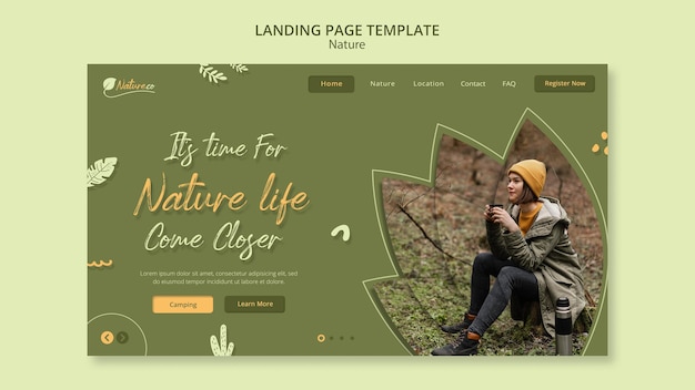 Landingpage-vorlage zur erkundung der natur