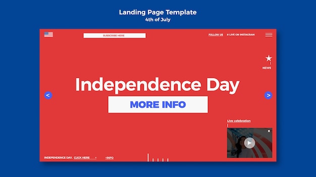 Kostenlose PSD landingpage-vorlage zur feier des 4. juli