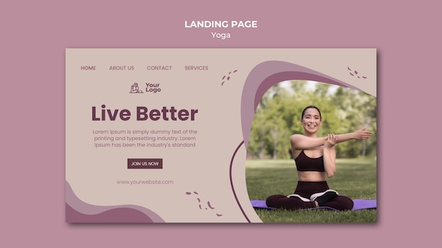 Kostenlose PSD landingpage yoga-klassenvorlage