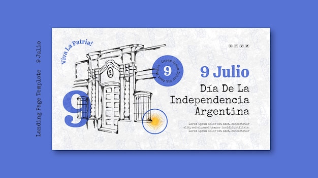 Kostenlose PSD landingpage zum argentinischen unabhängigkeitstag