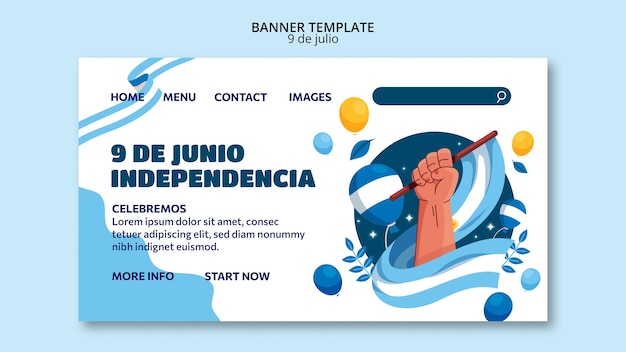 Kostenlose PSD landingpage zum unabhängigkeitstag argentiniens im flachen design