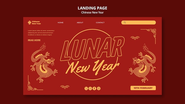 Kostenlose PSD landingpage zur feier des chinesischen neujahrs