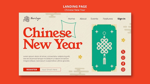 Kostenlose PSD landingpage zur feier des chinesischen neujahrs