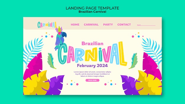 Kostenlose PSD landungsseite für die feier des brasilianischen karnevals