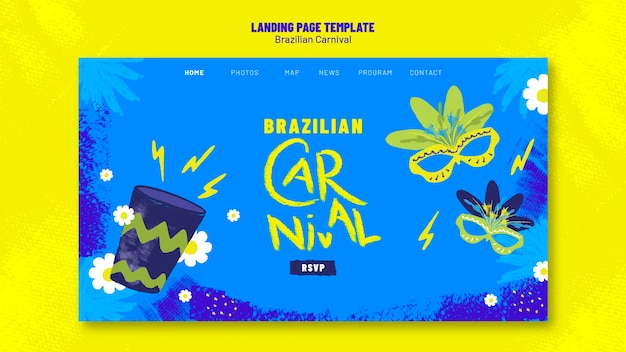 Kostenlose PSD landungsseite für die feier des brasilianischen karnevals