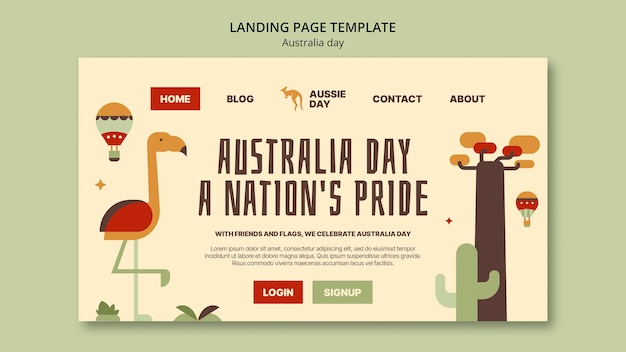 Kostenlose PSD landungsseite von flat design australia day