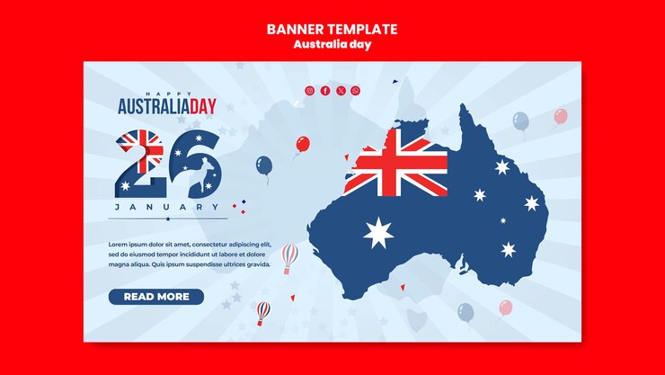 Kostenlose PSD landungsseite von flat design australia day