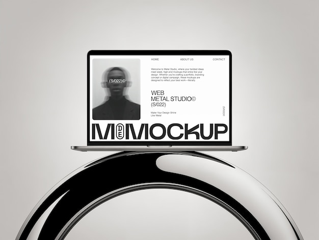 Laptop-Mockup auf Chrom-Stand