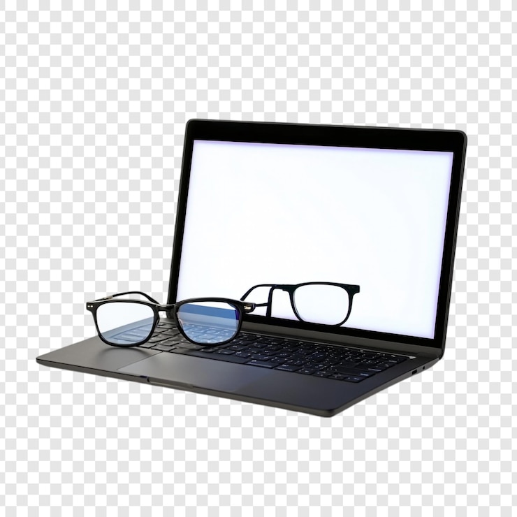 Kostenlose PSD laptop und brille digitales wellness