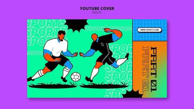 Kostenlose PSD lebendige illustration fußball vorlage youtube cover
