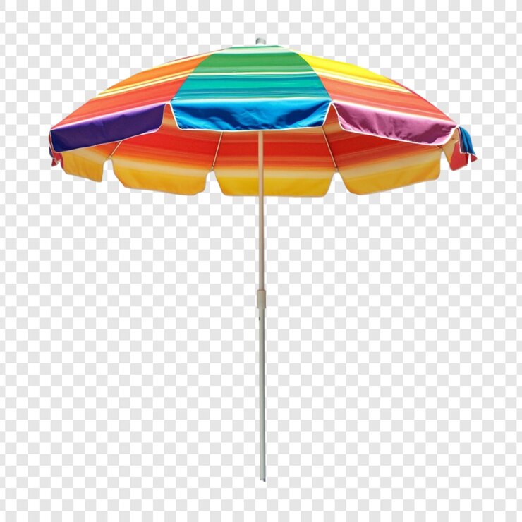 Kostenlose PSD lebendiger regenbogen-strandschirm für einen sonnigen tag