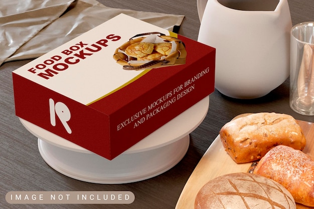 Lebensmittel- und backverpackungsbox mockup premium psd Premium PSD