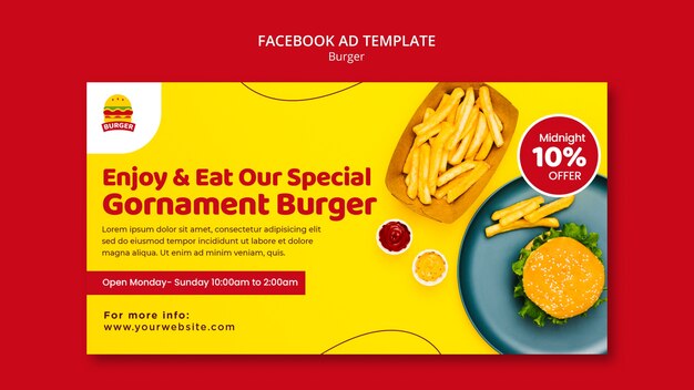 Leckere Fast-Food-Facebook-Vorlage