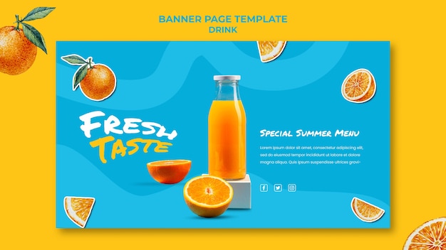 Kostenlose PSD leckere horizontale bannervorlage für orangensaft