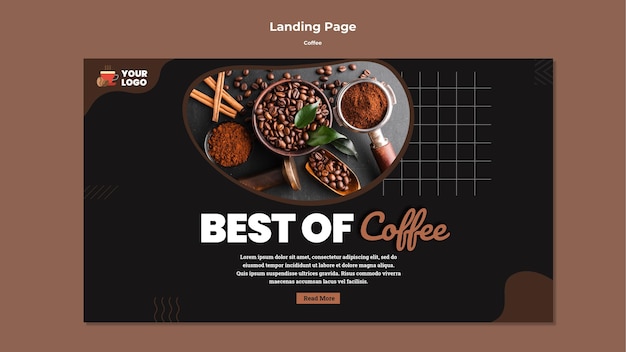 Kostenlose PSD leckere kaffee-landingpage-vorlage