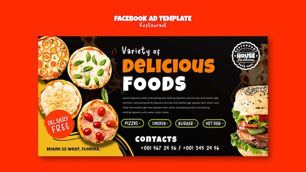 Kostenlose PSD leckeres essen restaurant facebook-vorlage