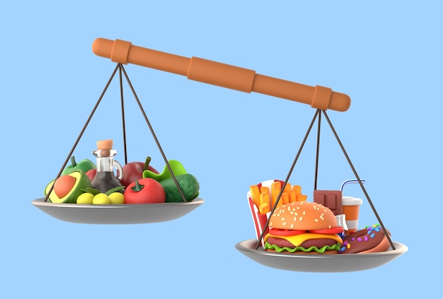 Kostenlose PSD leckeres gesundes und schnelles essen in der balance