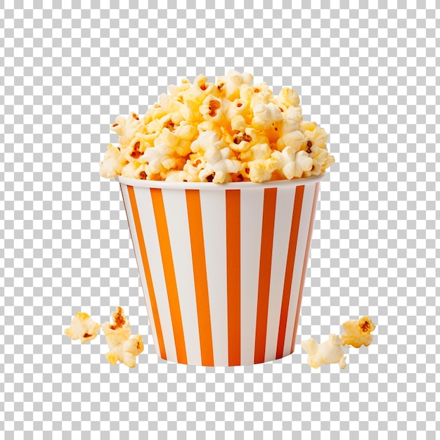 Leckeres karamellgläsertes popcorn in einer schachtel auf durchsichtigem hintergrund