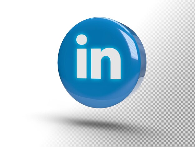 Leuchtendes LinkedIn-Logo auf einem realistischen 3D-Kreis