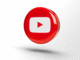 Kostenlose PSD leuchtendes youtube-logo auf einem realistischen 3d-kreis