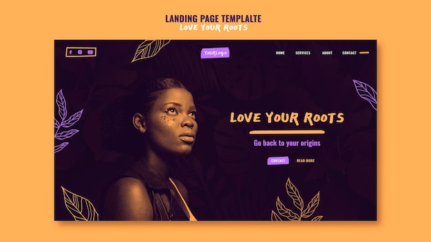 Kostenlose PSD liebe deine roots-landingpage