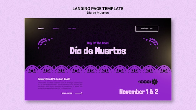 Lila dia de muertos Webvorlage