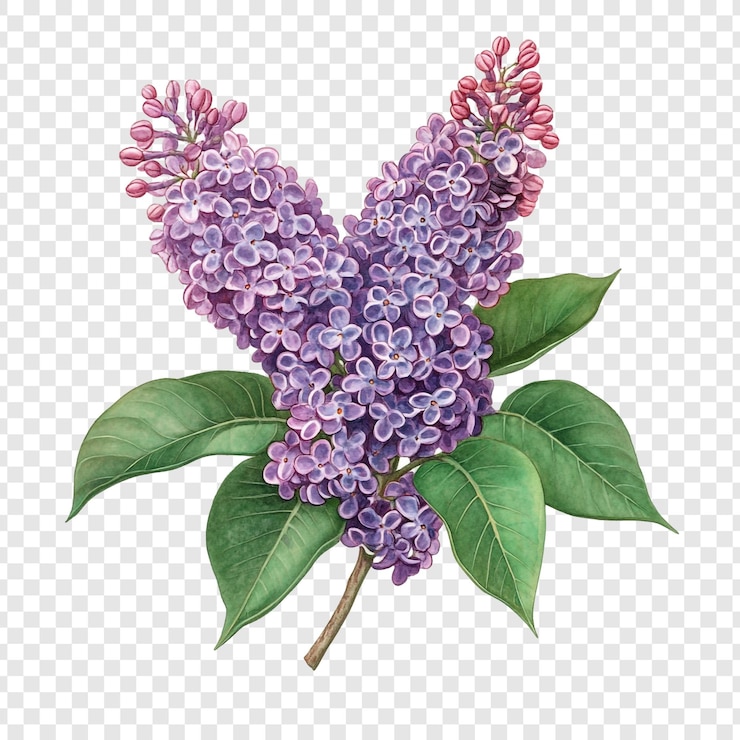 Kostenlose PSD lilablüte eine botanische aquarellillustration