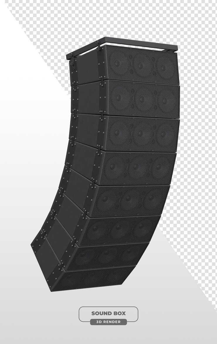 Kostenlose PSD line array-soundsystem für veranstaltungen und konzerte in 3d-rendering