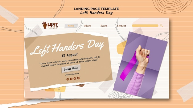 Kostenlose PSD linkshänder tag landing page design