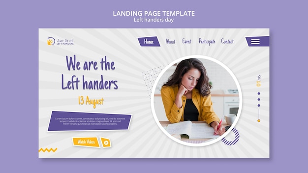 Linkshänder tag landing page design