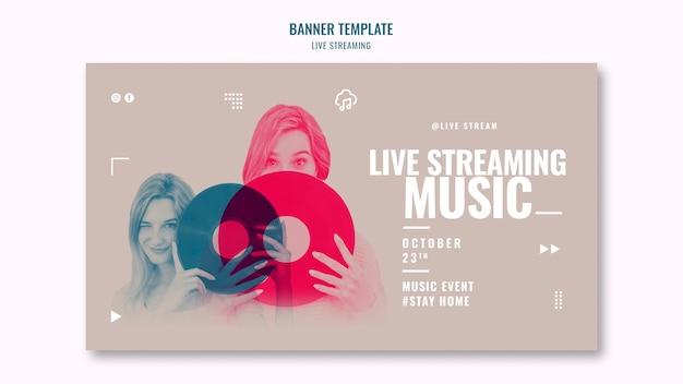 Kostenlose PSD live-musik-streaming-banner-vorlage