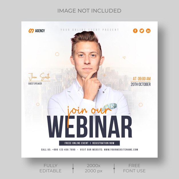 Live-Webinar-Post-Vorlage für soziale Medien von Unternehmen für digitales Marketing