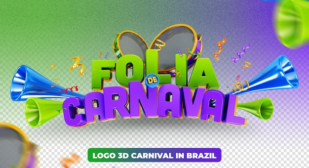 Logo 3d carnaval no brasil carnival werbe-3d-logo für social-media-kampagnen