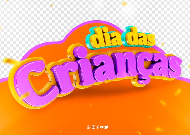 Logo 3d-feier kindertag in brasilien dia das criancas in brasilien