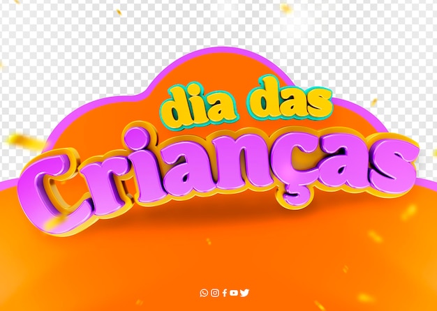 Logo 3d-feier kindertag in brasilien dia das criancas in brasilien