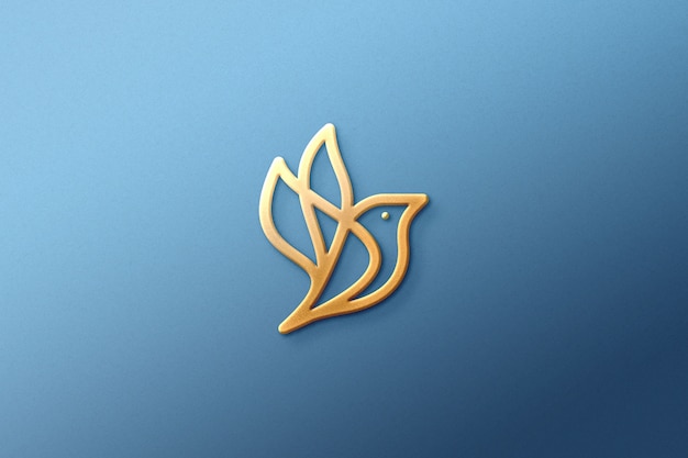 Logo 3d mockup paper gold