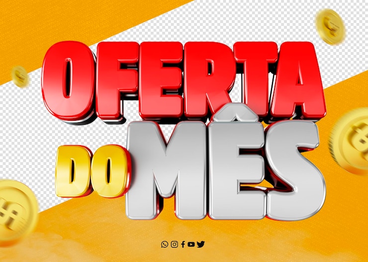 Kostenlose PSD logo 3d render angebot des monats für werbekampagnen kompositionen oferta do mes