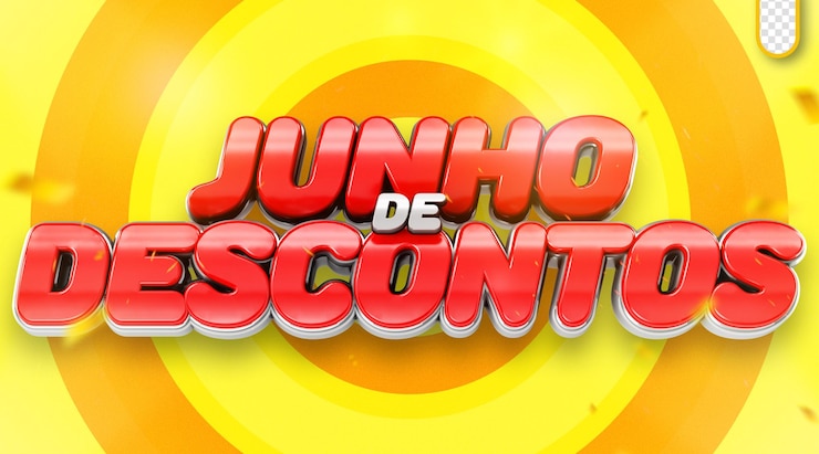 Kostenlose PSD logo 3d-rendering juni-promotionen juni-ermäßigung brasilien supermarkt einzelhandelsstempel