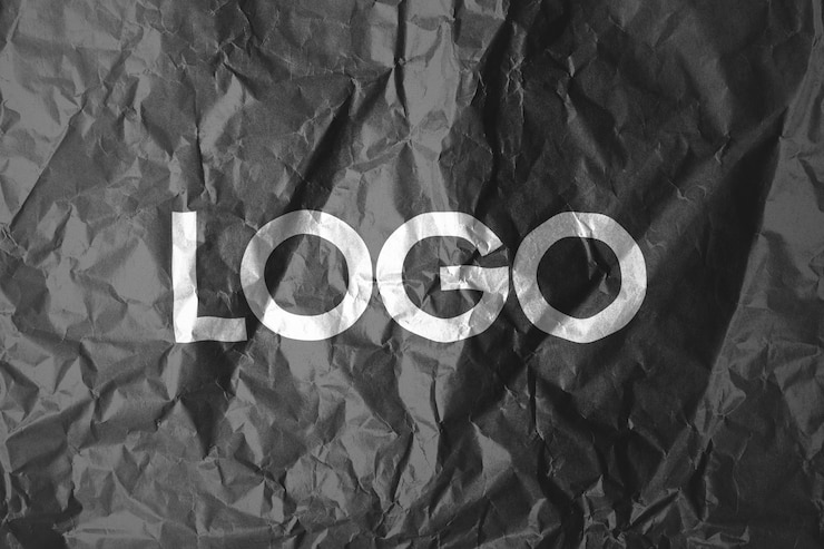 Kostenlose PSD logo-vorlage auf zerknittertem papier
