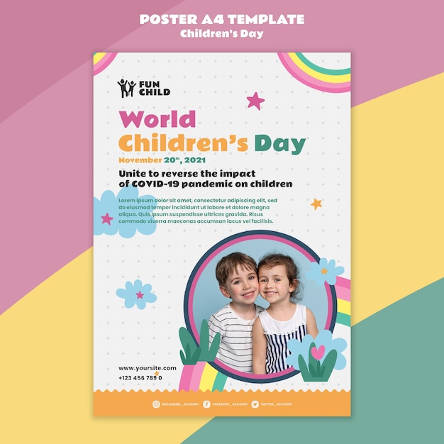 Lustige bunte Kindertag Druckvorlage