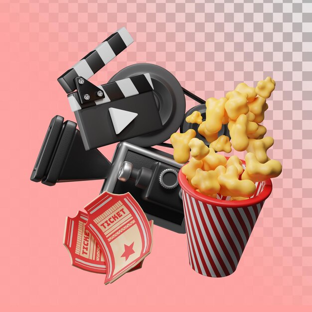 Lustige Kinokomposition. 3D-Darstellung