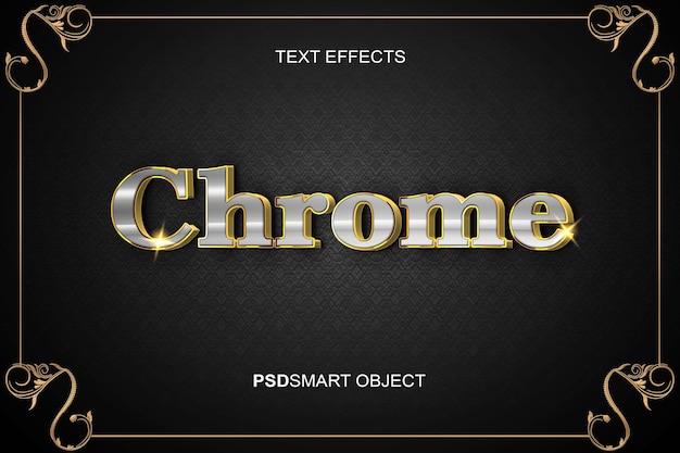 Kostenlose PSD luxuriöser bearbeitbarer texteffekt chromgold 3d-textstil